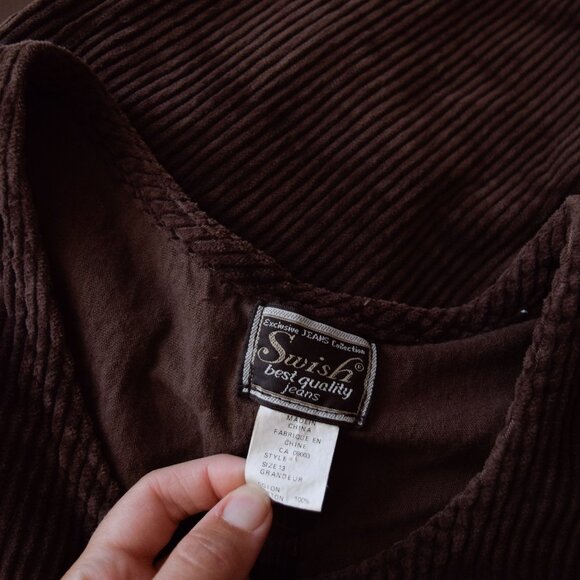 vtg chocolate corduroy jumper dress | l/xl - Picture 6 of 6